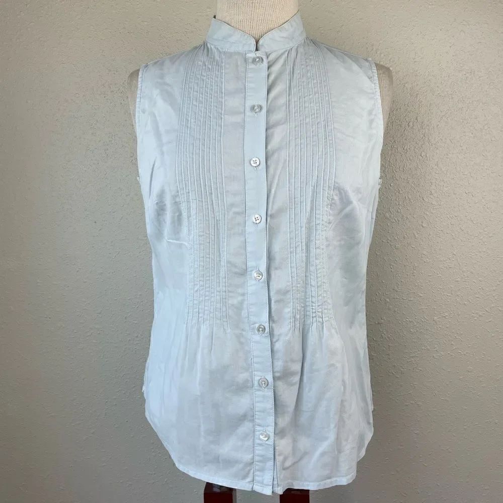 Mossimo Button Down Collarless Top Size M EUC
